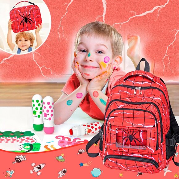 Kids Backpack with Lunch Box for Boys School Bag for Ages 4–12 Medium Cartoon - Picture 4 of 6